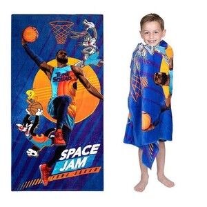Space Jam Kids Super Soft Cotton Beach and Bath Towel, 28" x 58" Blue